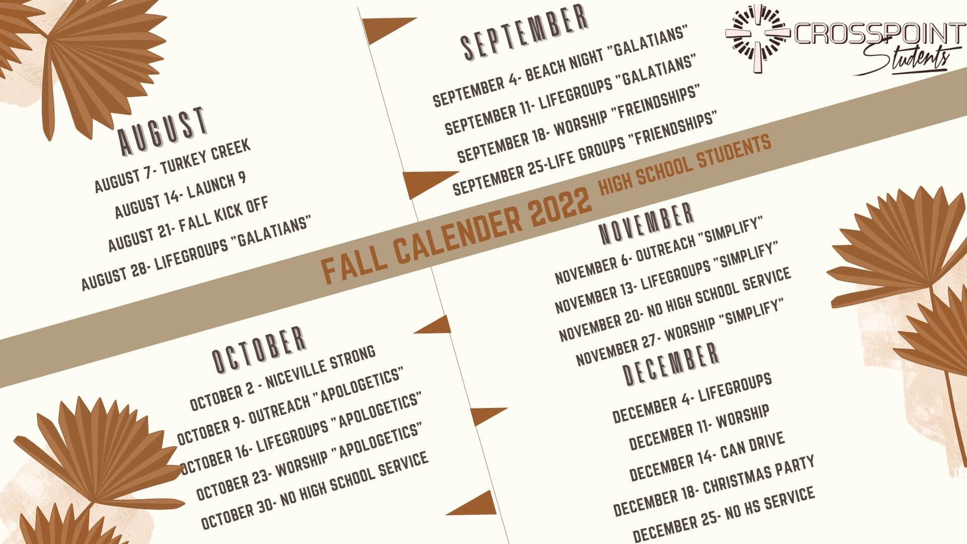 Students Fall Calendar